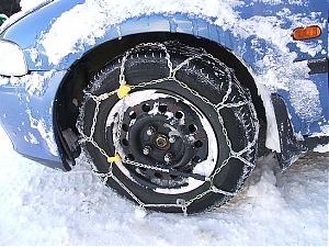 autostrada, neve, macchina, catene, gomme