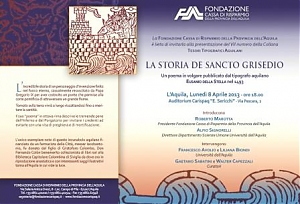 l'aquila, fondazione carispaq, Storia de Sancto Grisedio